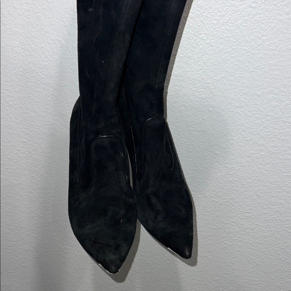 Cole Haan Black Suede Heeled Boots - Picture 5 of 6